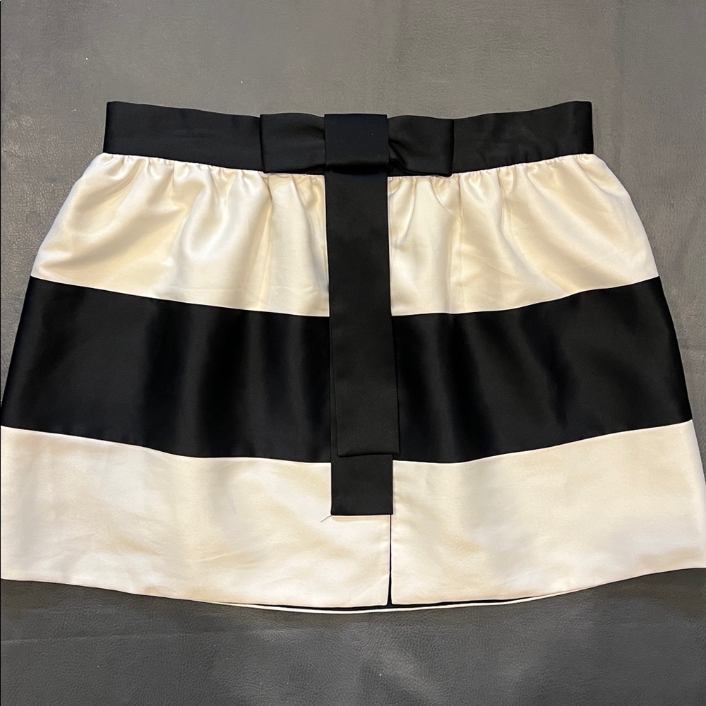 Vtg Liz Claiborne Striped Satin Mini Overskirt with Front Bow